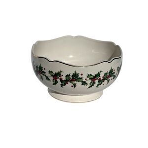 LENOX 75th Anniversary Christmas Holiday Teleflora Holly Berry Porcelain Bowl
